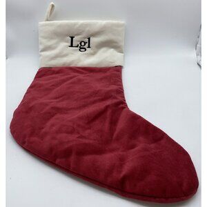 Pottery Barn Velvet Christmas Stocking Holiday Monogrammed Lg1 Red Cream 19 inch